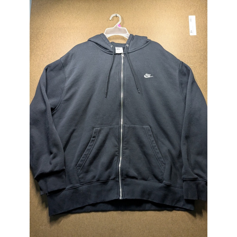 Nike Sportswear Club Fleece Full Zip Hoodie Black Mens XXL Embroidered Logo